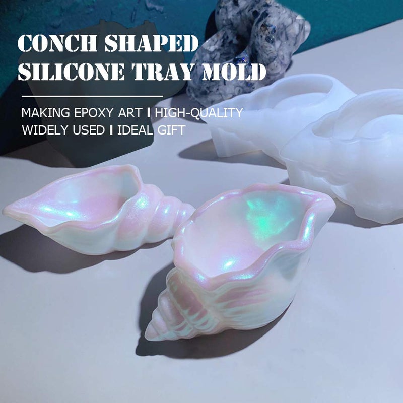 RFSRZ 2PCS Silicone Conch Shaped Tray Mold Creative Sea Snail Epoxy Resin Casting Mold for Making Jewelry Tray Dishes Storage Home Decor Resin Crafts Art Supplies Ideal Gift - Image 2