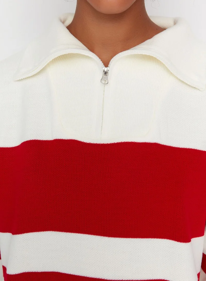 trendyol Zip Detail Colorblock Sweater
