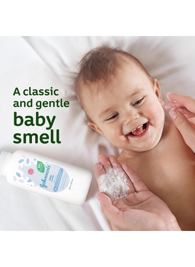 Johnson's Baby Johnson's Baby Powder, Cornstarch Formulation, 99% Plant-Based Powder, Talc-free, Absorbs Moisture & Protects Skin, Classic Baby Fragrance, Dermatologist Tested, 400g + 200g  - Image 2