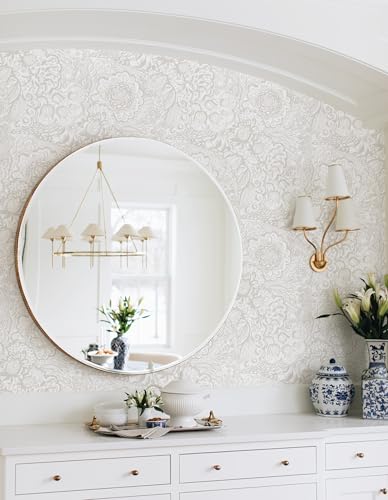 Micpolo Peel and Stick Wallpaper Boho Grey and White Floral Wallpaper for Bedroom Bathroom Removable Selfadhsive Contact Paper for Cabinets Nursery Shelf Liner 173 x 394 - Image 3