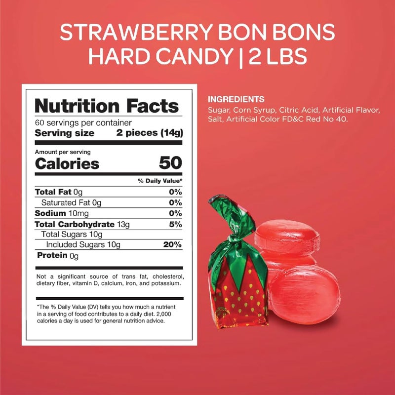 FUNTASTY Strawberry Bon Bons Hard Candy - 2 LB - Image 2