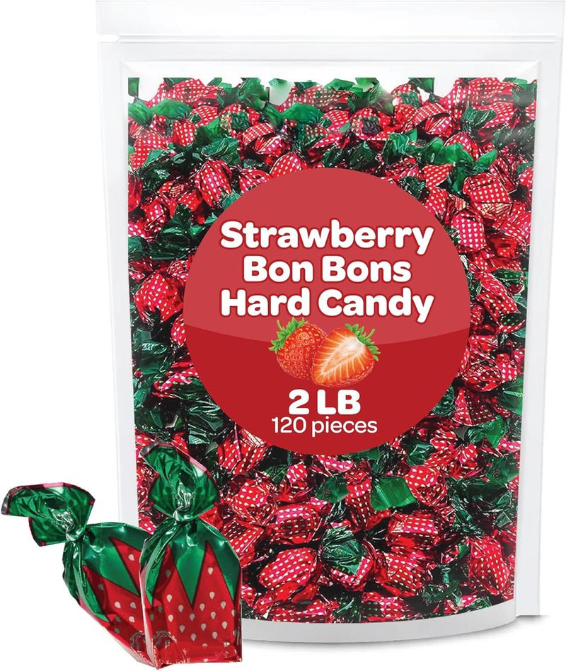 FUNTASTY Strawberry Bon Bons Hard Candy - 2 LB - Image 1