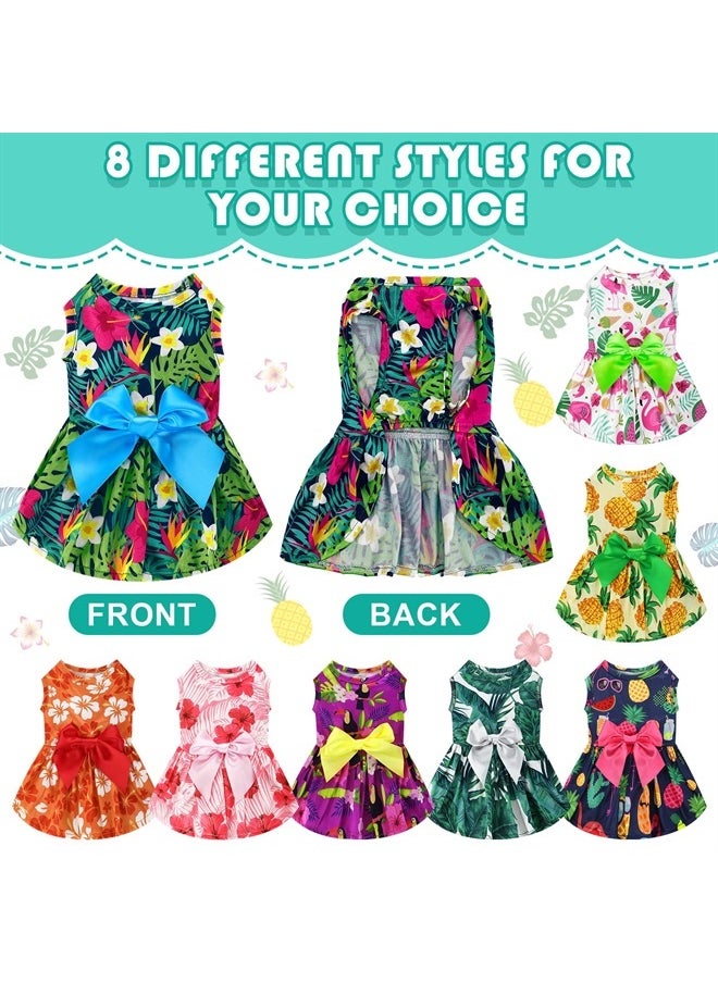 LEIFIDE - 8 Pcs Summer Themed Hawaii Dog Dresses Holiday Dog Dress Flamingo Fruit Floral Pattern Pet Skirts Hawaii Puppy Princess Dresses Outfits Bowknot Puppy Dresses for Girl Dogs Cats Beach (Large) - Image 1