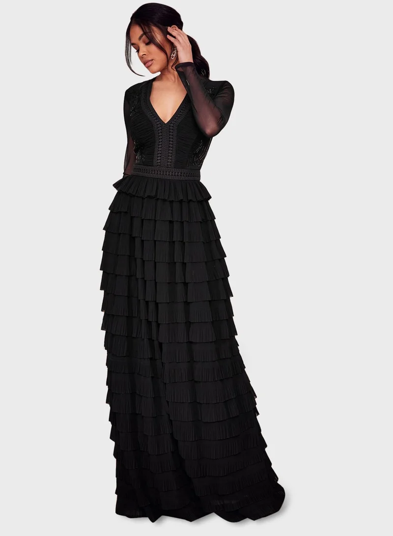 LIPSY Layered Mesh Sleeve Dress