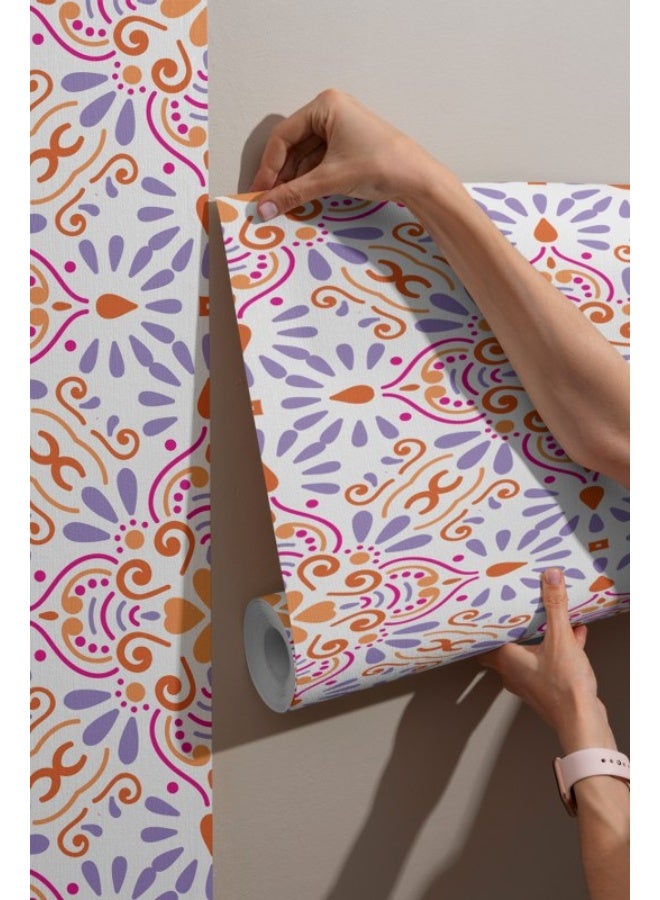 هوم جاليري ورق حائط من القماش بتصميم الباروك الزهري الرائع يغطي مساحة تصل إلى 4.2 متر × 3 متر مع لاصق وأداة تنعيم - Image 1