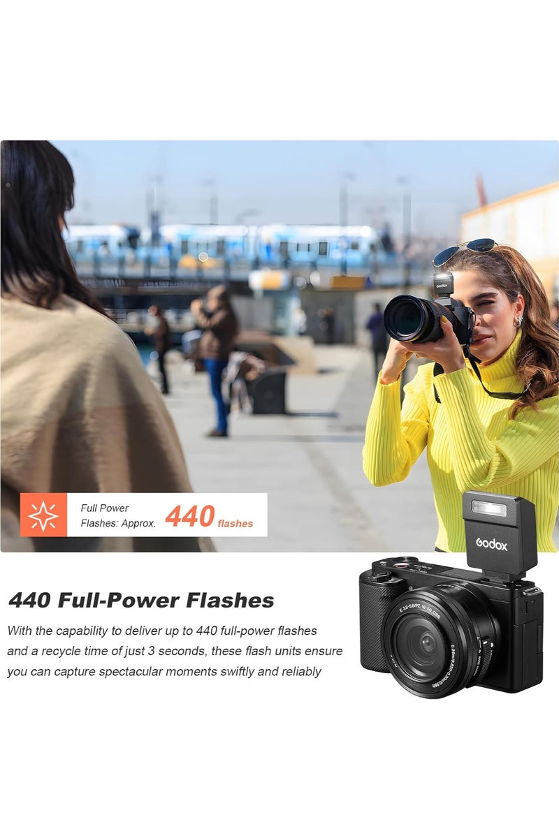 Godox iM22 Camera Flash, Mini Flash for Camera, 440 Full Power Flashes, Built in Lithium Battery, 5 Power Levels, Single Contact Hot Shoe, Compatible for Canon Sony Fuji Nikon Panasonic Olympus - Image 4