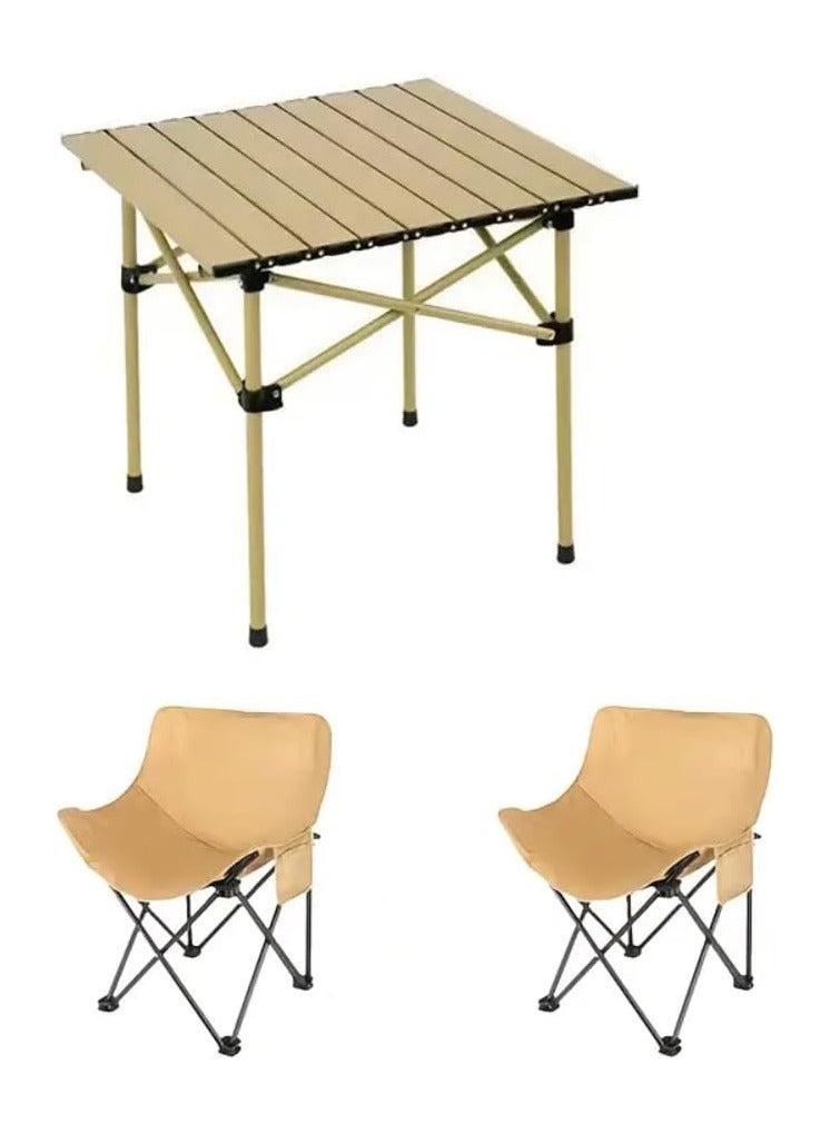 MOMENT Patio Garden Table Set, Outdoor Furniture Table Et Chaise, Portable Foldable Camping Picnic Table Set, Outdoor Bistro Set,1 Table and 2 Chairs