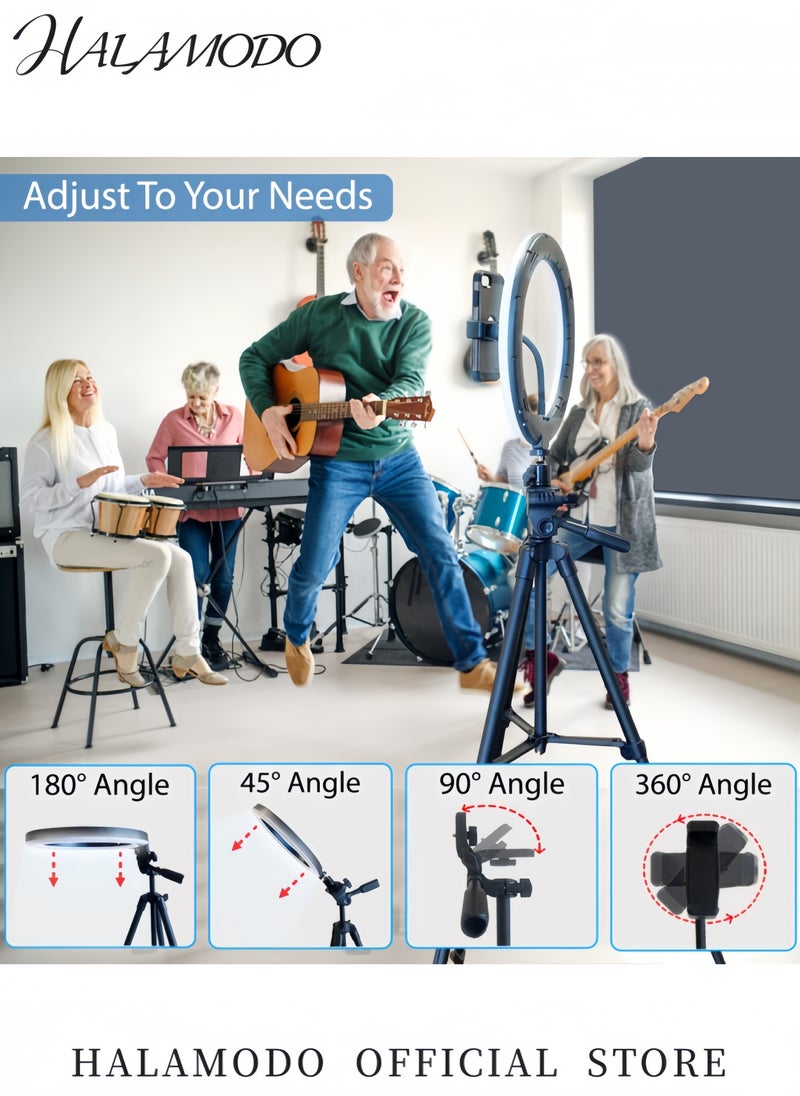 HALAMODO - 10'' Ring Light with Adjustable Tripod Stand and Phone Holder USB Powered Fill Light with 3 Color Modes for Live Streaming Makeup Video Recording TikTok YouTube Photography - Image 1