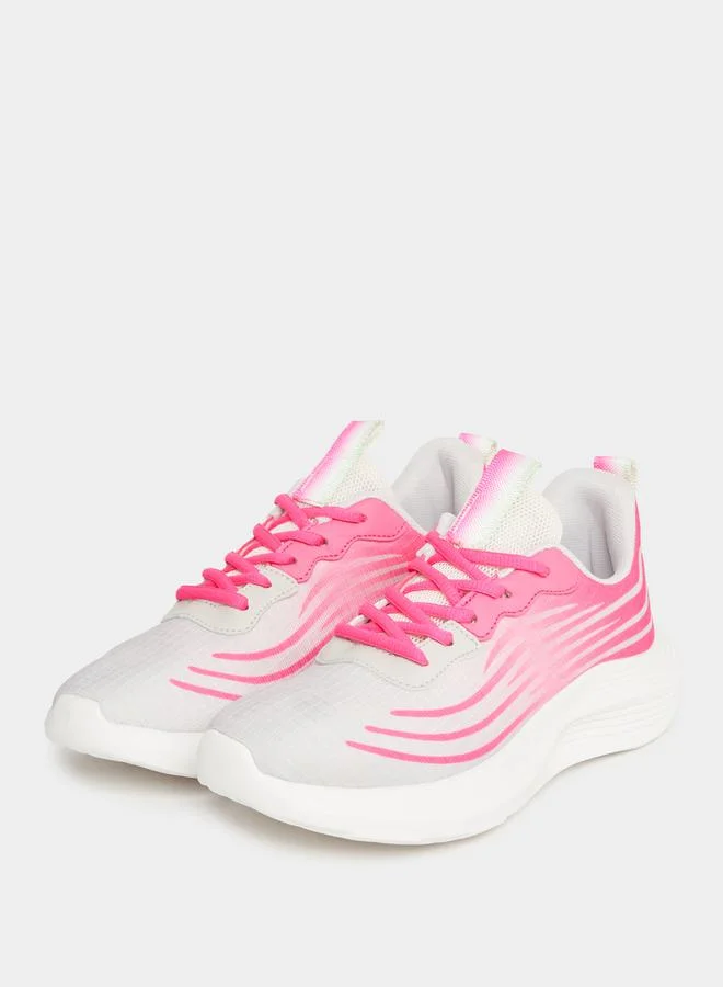 Styli Wave Print Lace-Up Sports Sneakers