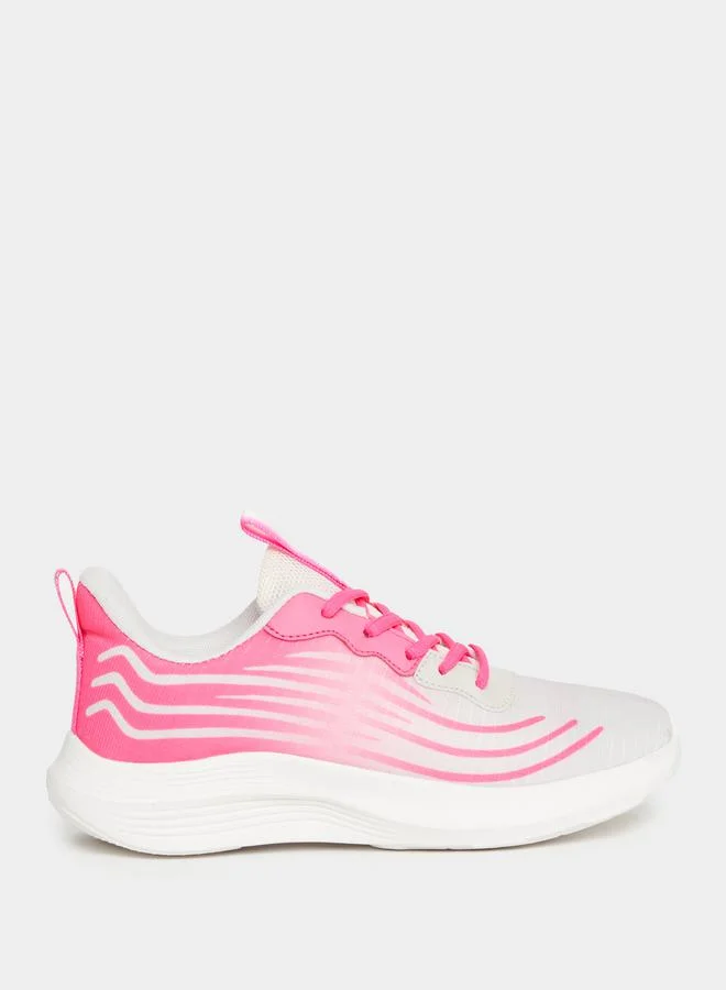 Styli Wave Print Lace-Up Sports Sneakers