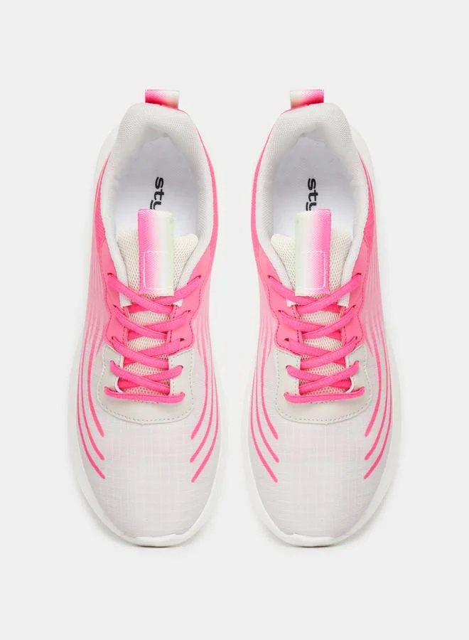 Styli Wave Print Lace-Up Sports Sneakers