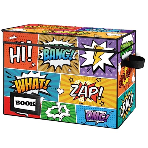 YNSZAS Comic Book Storage Box 158 X 78 X 118 Heavy Duty Collapsible Holds 160180 Comic Book Bin Container Holder ShelfCartoon Colorful - Image 1