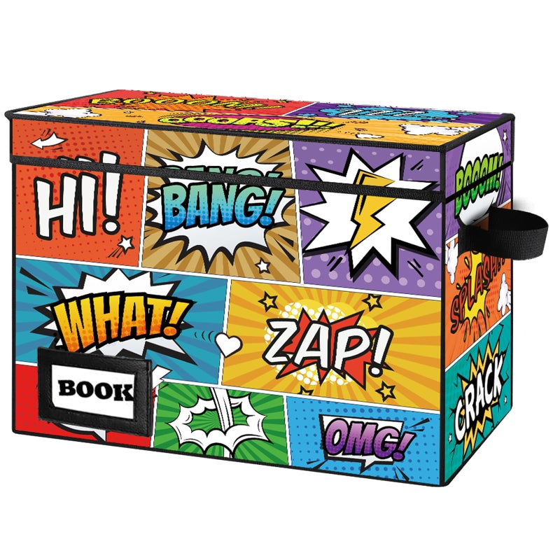 YNSZAS Comic Book Storage Box 158 X 78 X 118 Heavy Duty Collapsible Holds 160180 Comic Book Bin Container Holder ShelfCartoon Colorful - Image 2