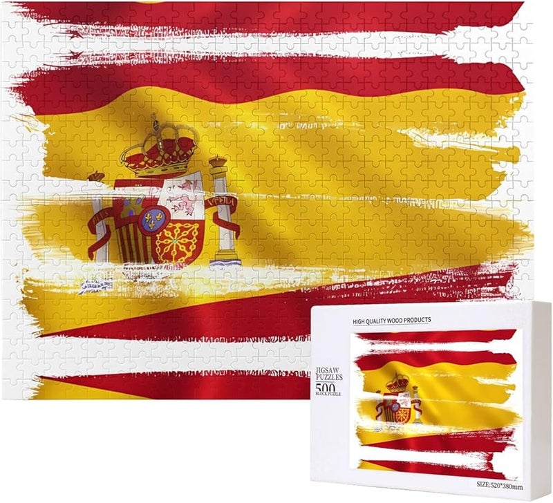 لغز علم إسبانيا 500 قطعة للكبار ديكور المنزل هدية حفلة عيد الميلاد - Image 1