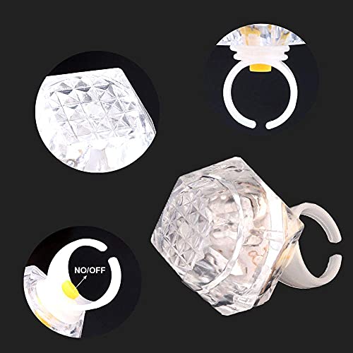 DAOKEY Flashing Led Light up Rings Toys, Colorful Blinking Bumpy Rings for Birthday Bachelorette Bridal Shower Gatsby Party Favors, Clear Case 12 Pack - Image 2