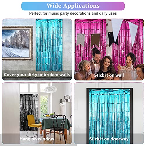 Skylety Music Birthday Party Decorations Includes Karaoke Rose Red Blue Black Tinsel Curtains Music Balloons Note Balloons for Theme Party Photo Backdrop - Image 5