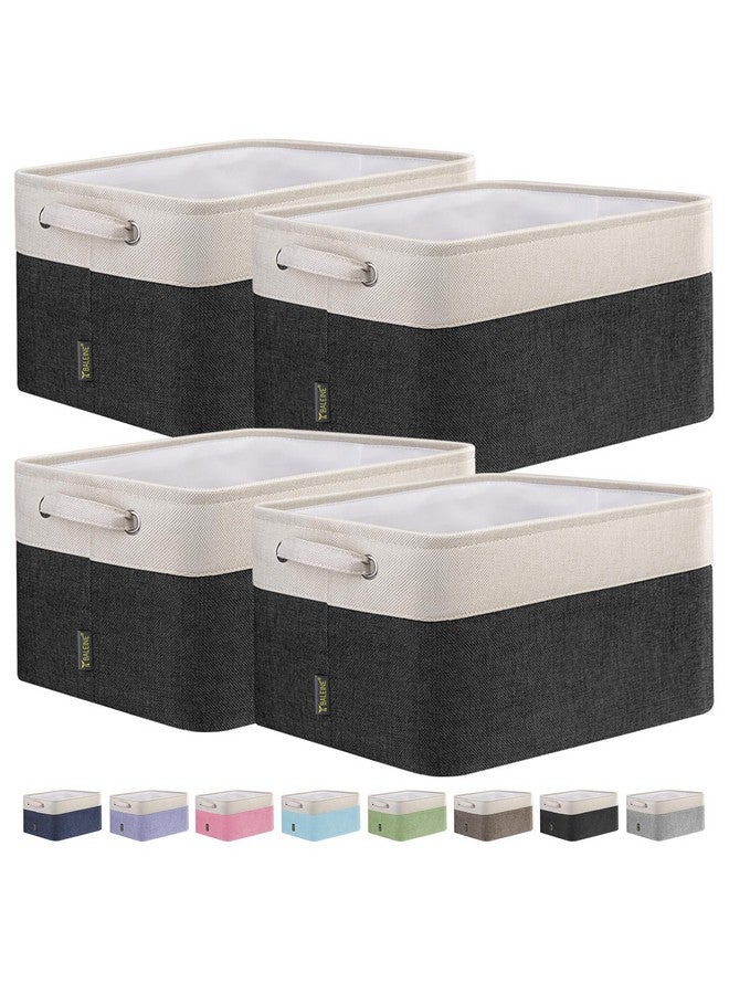 Baleine BALEINE Fabric Storage Bins for Shelves, Linen Storage Baskets for Organizing, Decorative Closet Storage Bins for Clothes, Toys, Home Storage (Black, 4 Pack)  - Image 1