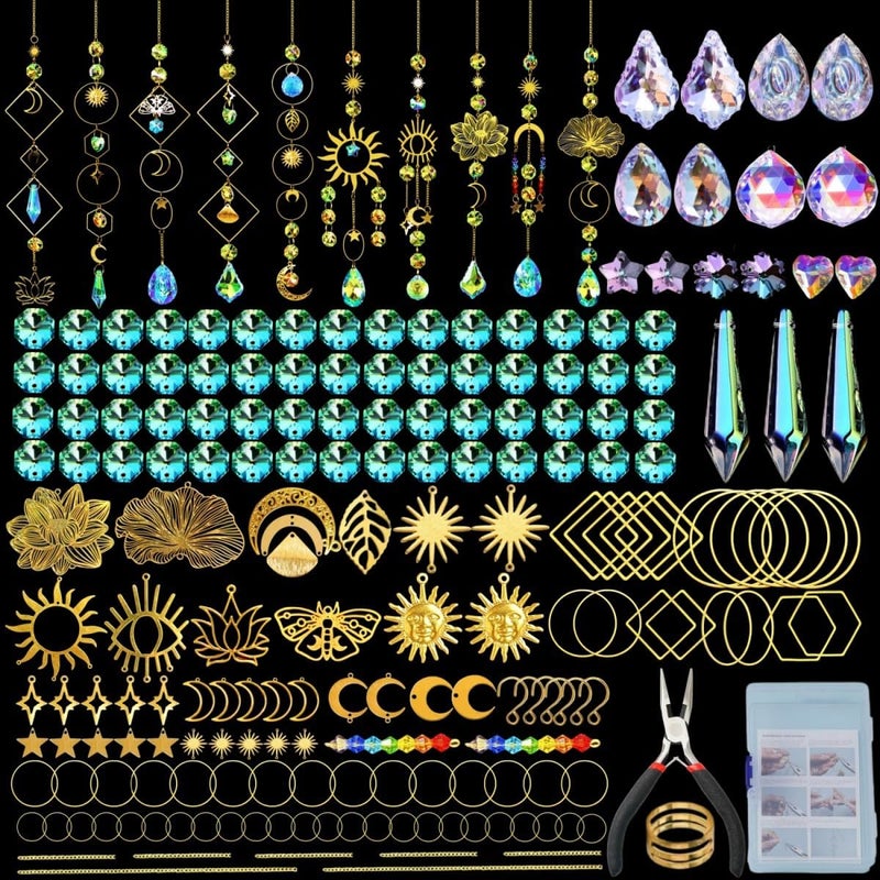 IcosaMro 400PCS Sun Catcher Arts and Crafts for Adults Crystal Suncatcher Crafts Kit for Adults Suncatchers DIY Prism Making Supplies for Indoor Window Hanging, Outdoor Garden Decor Wedding Christmas - Image 1