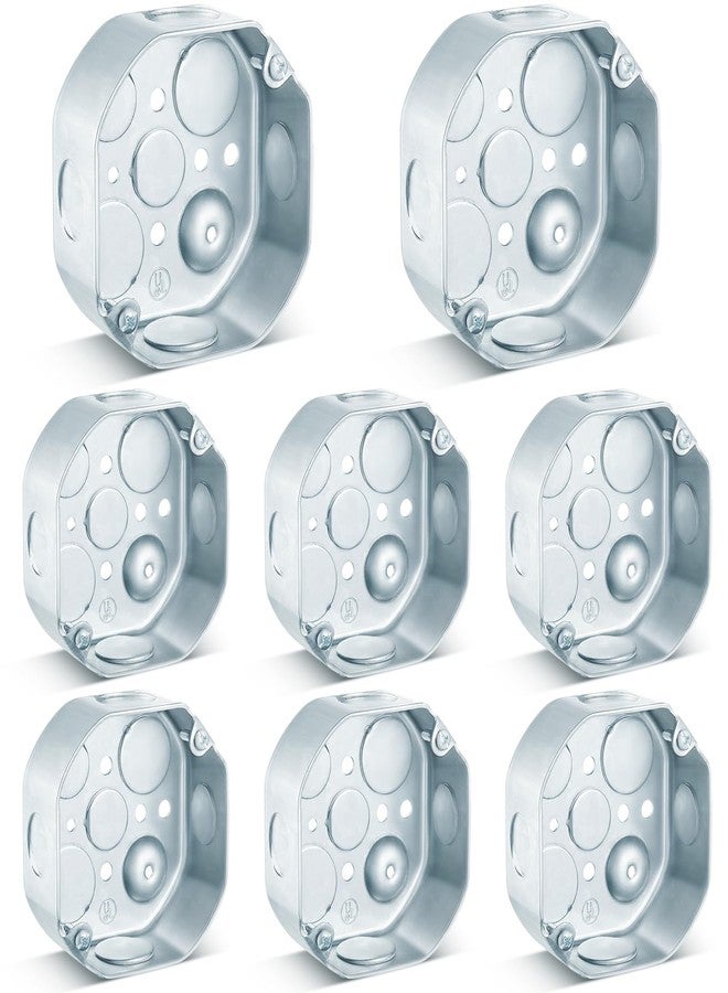 Copkim 8 Pcs 4 Inch Octagon Electrical Box 1-1/2'' Deep and Four 3/4-inch Side Knockouts Metal Electrical Box Round Metal Junction Box - Image 1