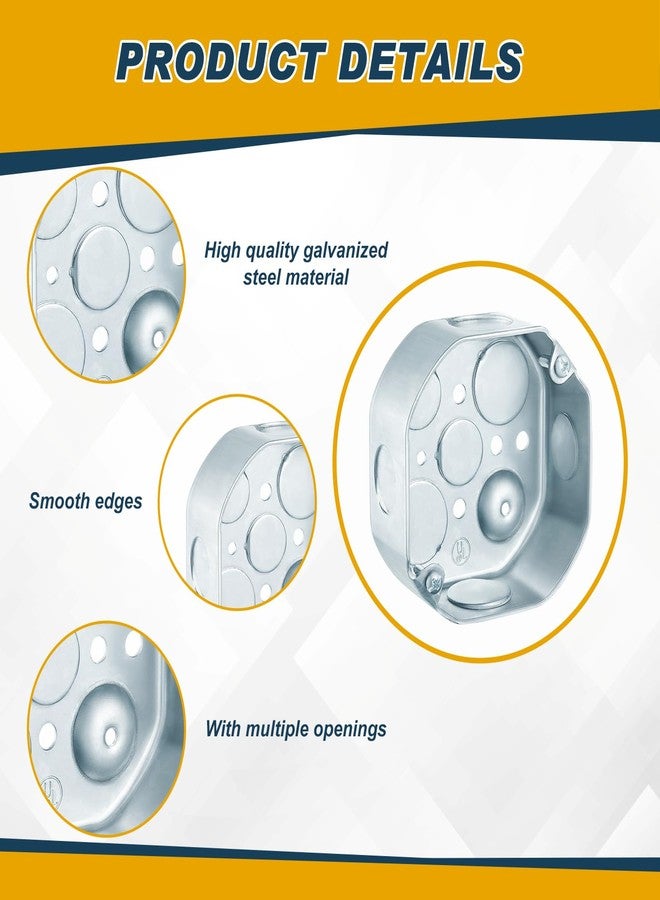 Copkim 8 Pcs 4 Inch Octagon Electrical Box 1-1/2'' Deep and Four 3/4-inch Side Knockouts Metal Electrical Box Round Metal Junction Box - Image 3