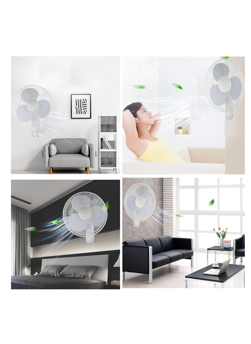 Denx 16 Inch Wall Fan High Performance Fan With 3 Speed ​​Controls, 5 Leaf Blades And 2 Pull Cord Adjustable Tilt Angle And Efficient Cooling - Image 4