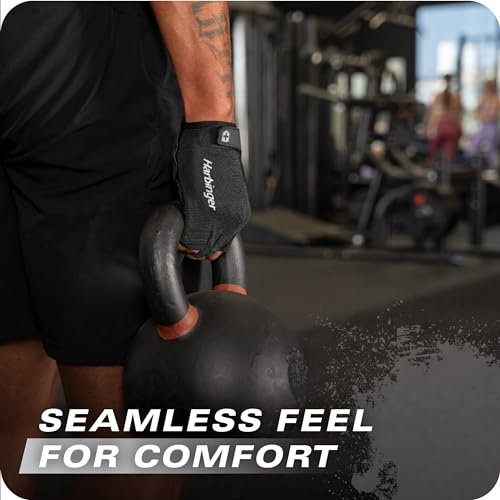 Harbinger Power Gloves 3.0 - Durable Half Finger Weightlifting Gloves with Adjustable Wrist Closure, Breathable Leather Palm, Men's, Black, Small - Image 5