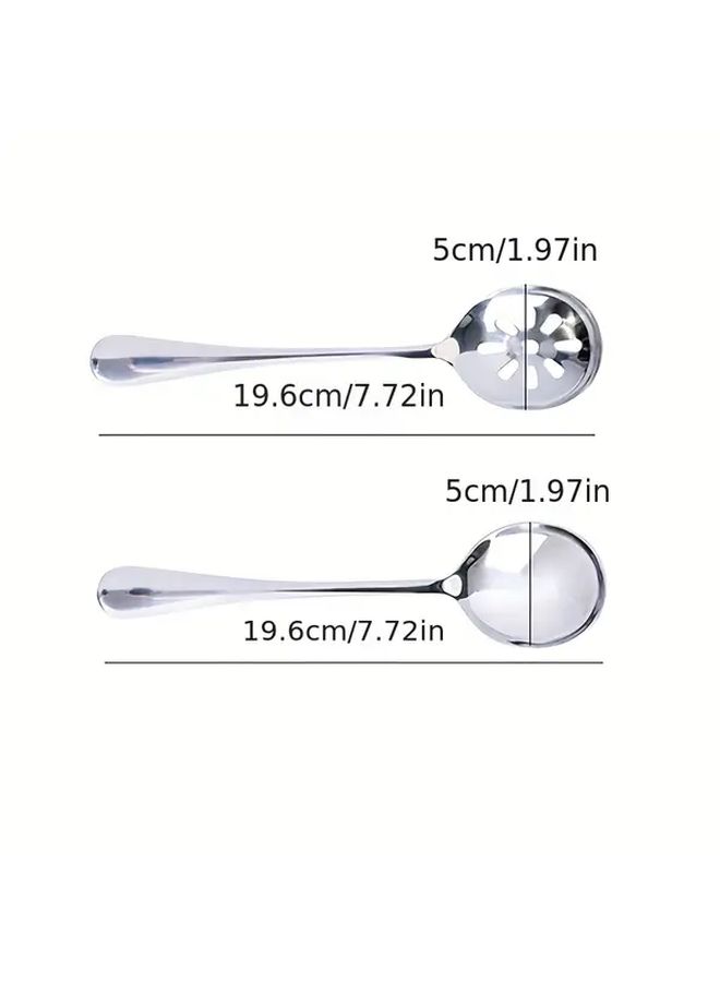 6 Piece Service Spoon Set 3 Slotted Spoons Stainless Steel Buffet Dining - Image 3