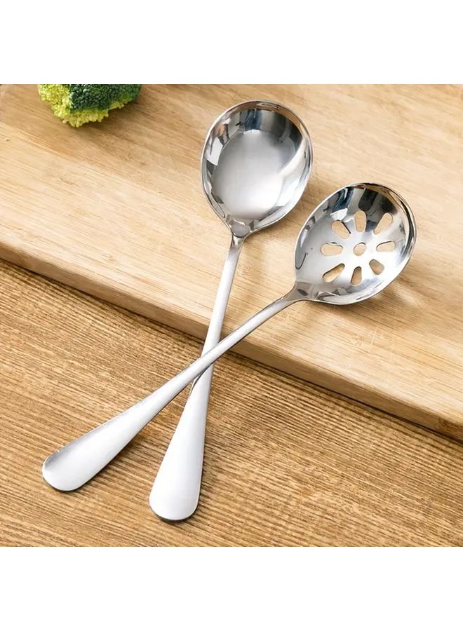 6 Piece Service Spoon Set 3 Slotted Spoons Stainless Steel Buffet Dining - Image 2