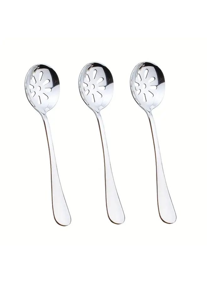 6 Piece Service Spoon Set 3 Slotted Spoons Stainless Steel Buffet Dining - Image 4