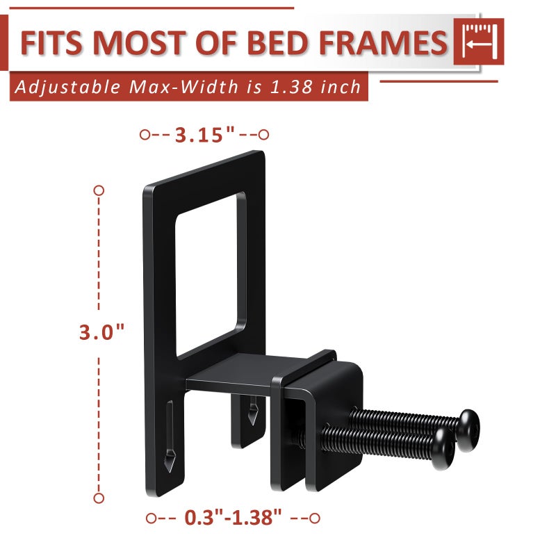 FviMzailon 6-Pack Non-Slip Mattress Grippers for Metal Bed Frame, Heavy Duty Mattress Gaskets, Adjustable Anti-Slide Brackets, Black â€“ Includes Screws & Allen Wrench - Image 2