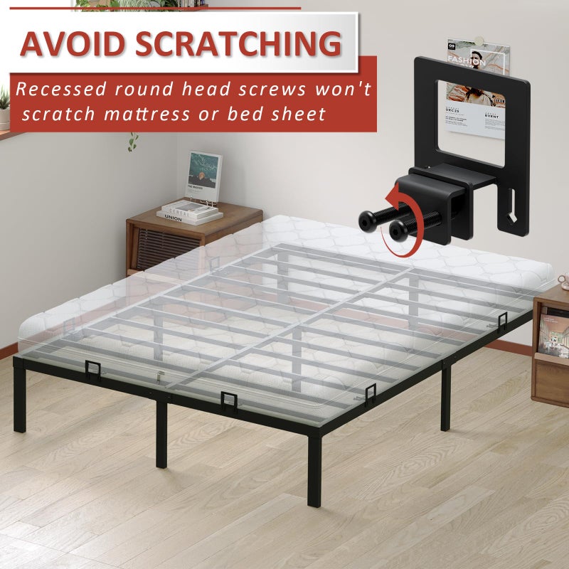 FviMzailon 6-Pack Non-Slip Mattress Grippers for Metal Bed Frame, Heavy Duty Mattress Gaskets, Adjustable Anti-Slide Brackets, Black â€“ Includes Screws & Allen Wrench - Image 4