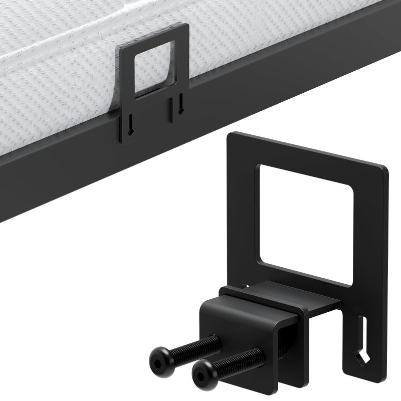 FviMzailon 6-Pack Non-Slip Mattress Grippers for Metal Bed Frame, Heavy Duty Mattress Gaskets, Adjustable Anti-Slide Brackets, Black â€“ Includes Screws & Allen Wrench - Image 1