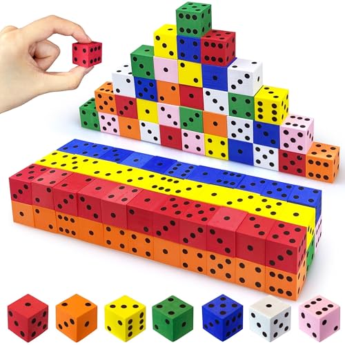 XIPEGPA 110PCS Foam Dice Set Small Colorful Dices with Number Dots for Math Game Building Toys Classroom Educational Toy Entertainment for Party Favor Birthday Gifts in 7 Colors 078inch 110 - Image 1