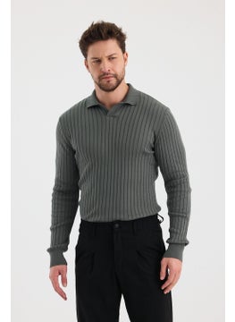 Cool Tarz Cool Style Men's Polo Collar Ribbed Knitwear Sweater  - Image 2