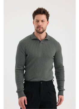 Cool Tarz Cool Style Men's Polo Collar Ribbed Knitwear Sweater  - Image 1
