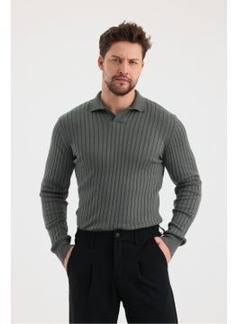 Cool Tarz Cool Style Men's Polo Collar Ribbed Knitwear Sweater  - Image 3