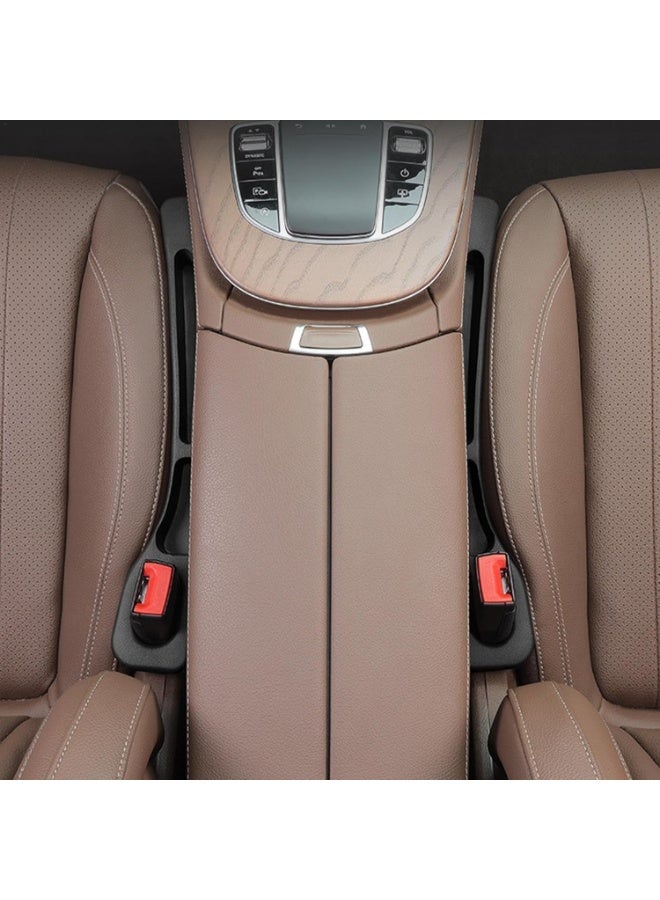 منظم حشو فجوة مقعد السيارة المطور - منظم متعدد الوظائف لسد فجوات المقاعد ومنع سقوط الأغراض،مع مساحة تخزين لسد الفجوات وتخزين العناصر، ملحقات السيارات متعددة الاستخدامات، عبوة من قطعتين باللون الأسود - Image 2