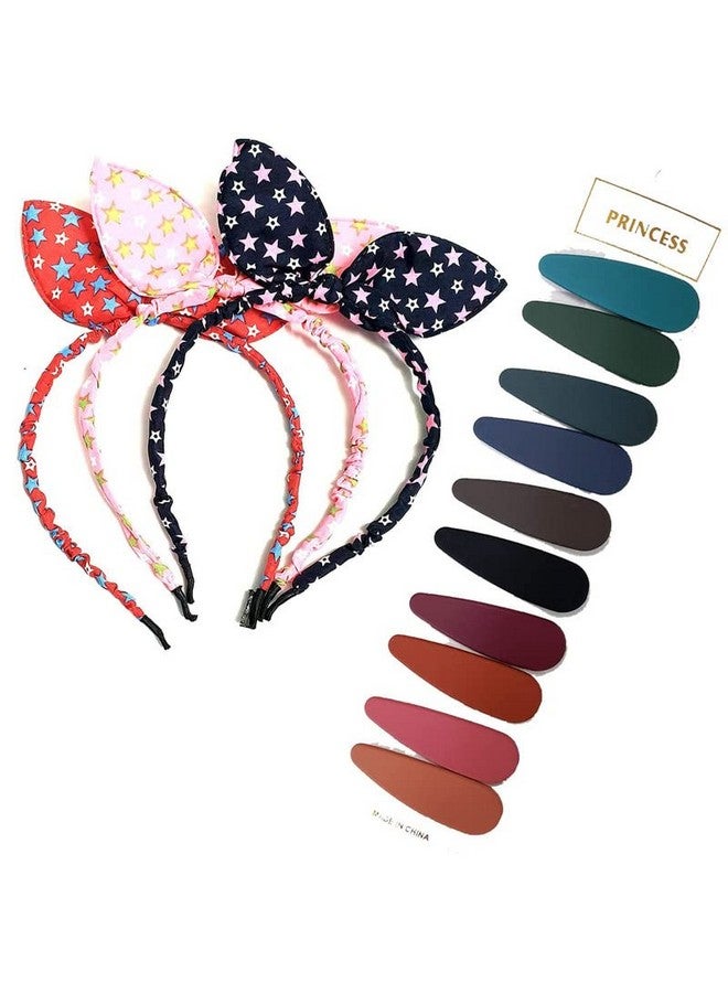 CHANDERKASH Pack of 13; Cute Rabbit Ear Plastic Bunny Hair Band with Candy Plastic Matte Tic Tac Hair Pins for womens|Puff Juda Bun Shaper |Messy Bun Scrunchie - Image 1