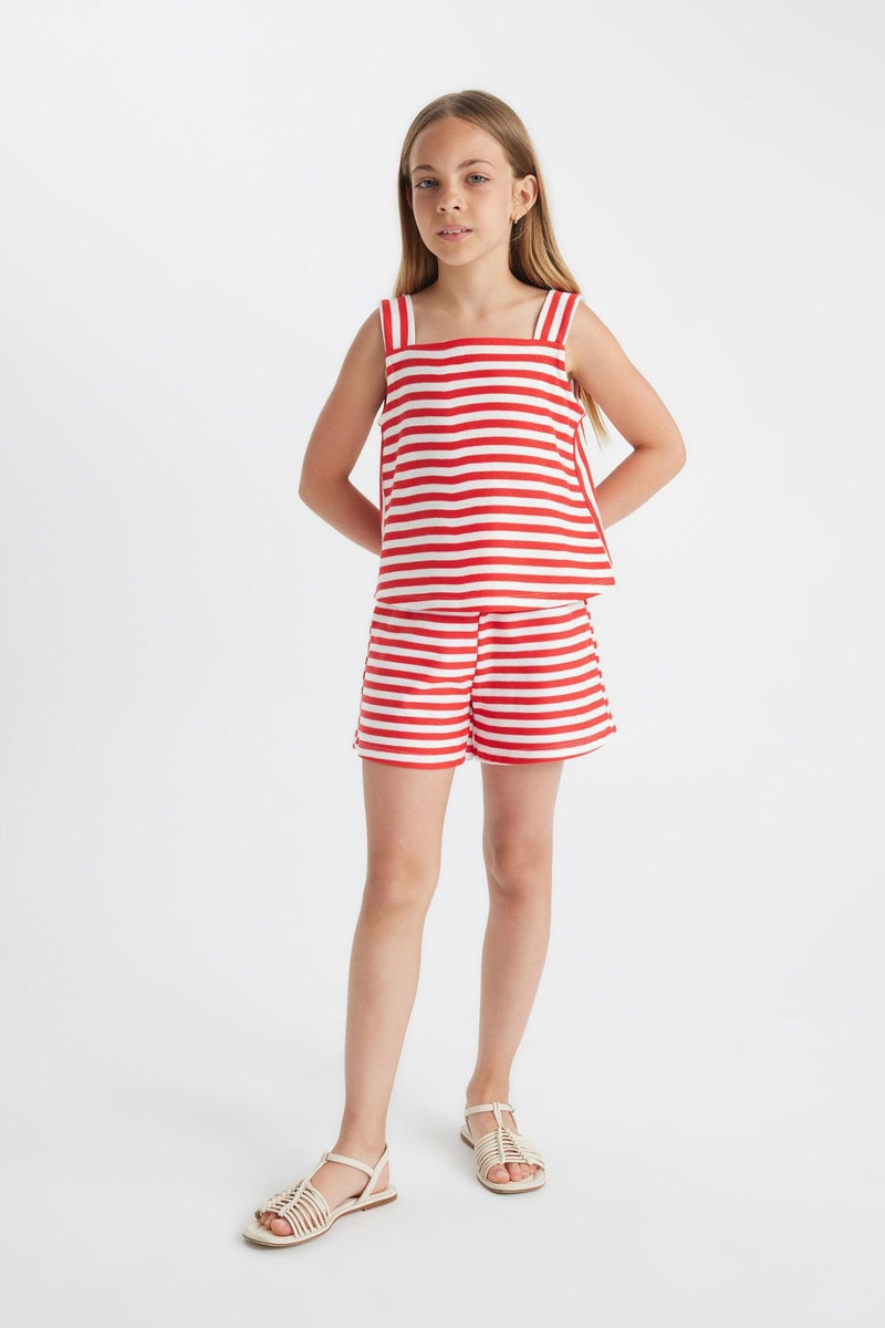 DeFacto Red Girl Girl Striped Shorts Casual - Image 2