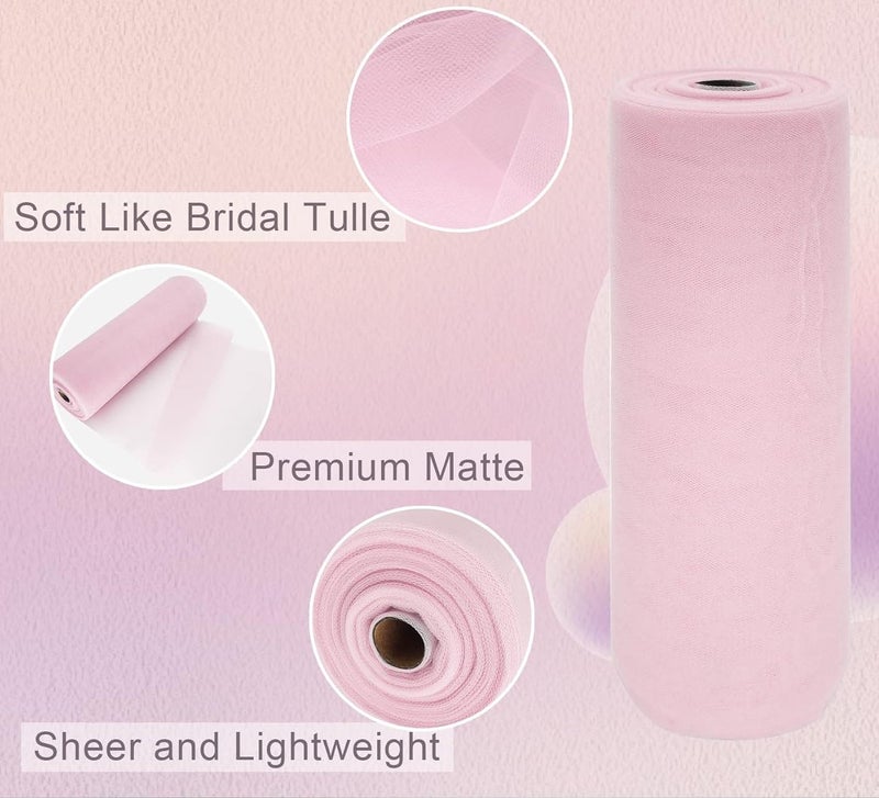 Filloxy Net Fabric Cloth for Multi Purpose Decoration, Parties, Costumes, Gift Packing, Party Decor, Backdrop Material mandap, Pooja Background Ribbon Wedding Decoration (Baby Pink, 5 Meter), Solid - Image 3