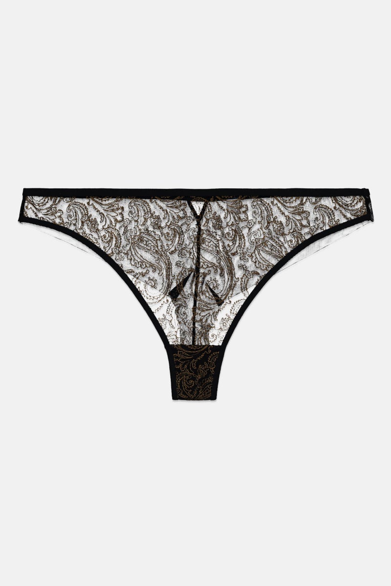 Etam Women Textured Pull On Panty, Black - Image 2