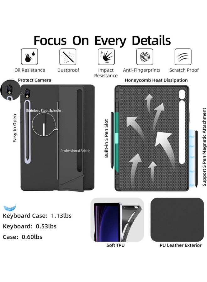 بروتيكت لوحة مفاتيح لاسلكية مع غطاء حماية من PROTECT لجهاز Samsung Tab S10 FE+ 13.1 بوصة | بلوتوث | لوحة لمس | إضاءة خلفية | مسند قابل للتعديل | رمادي | الموديل: HL118A-10FE+ - Image 4