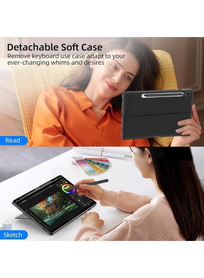 بروتيكت لوحة مفاتيح لاسلكية مع غطاء حماية من PROTECT لجهاز Samsung Tab S10 FE+ 13.1 بوصة | بلوتوث | لوحة لمس | إضاءة خلفية | مسند قابل للتعديل | رمادي | الموديل: HL118A-10FE+ - Image 2