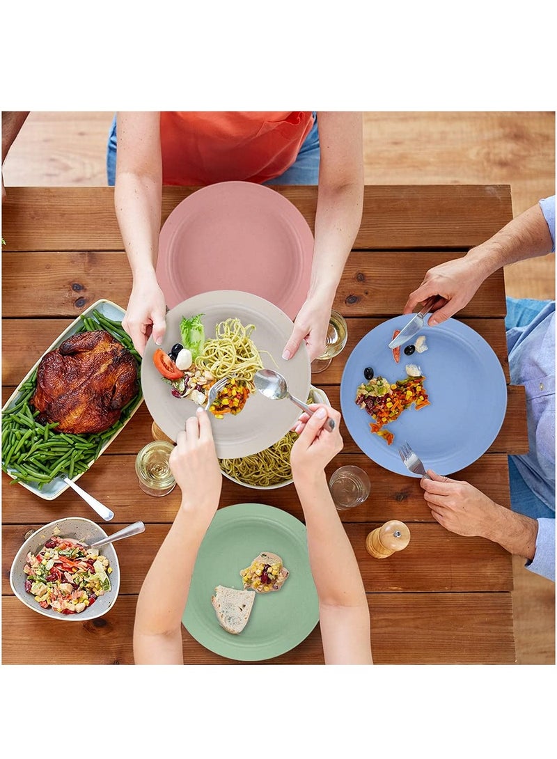 SYOSI Dinner Plates Set 4 Pack 8" Plastic Unbreakable Plates Set for Family Party Picnic Home Dishwasher Microwave Safe - Image 5