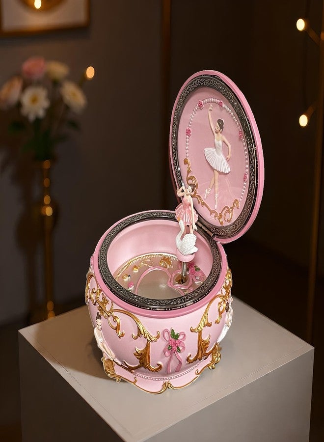Briskfeel Classical Ballerina Music Box Jewelry Box LED lights Twinkling Resin Carved Collectible Mechanical Ballerine Musical Box with Sankyo 18-Note Ballerina Rotates (4# Ballet) - Image 5
