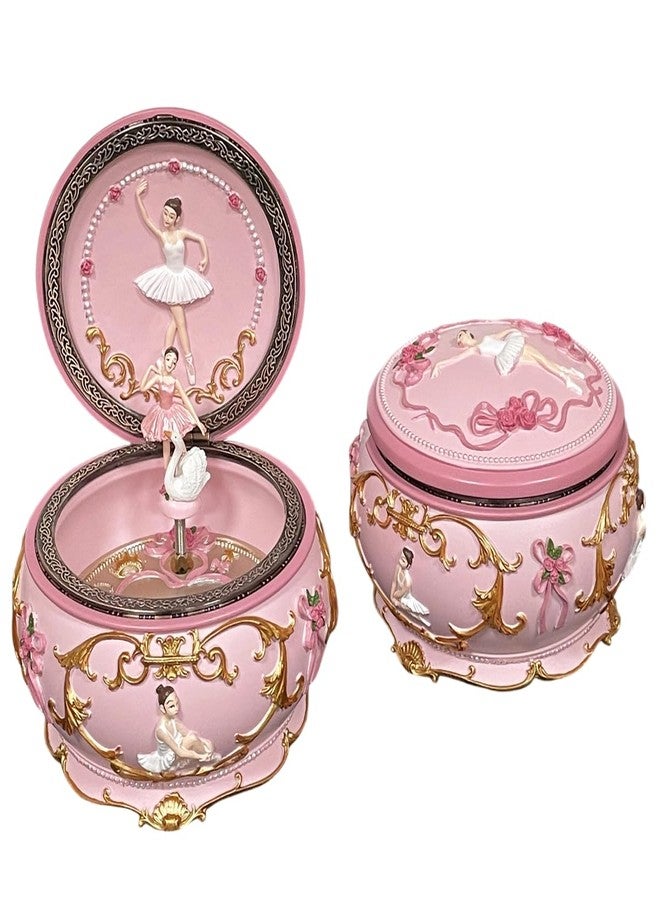 Briskfeel Classical Ballerina Music Box Jewelry Box LED lights Twinkling Resin Carved Collectible Mechanical Ballerine Musical Box with Sankyo 18-Note Ballerina Rotates (4# Ballet) - Image 4