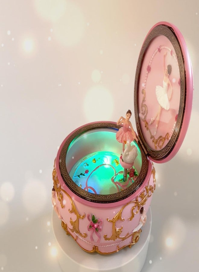 Briskfeel Classical Ballerina Music Box Jewelry Box LED lights Twinkling Resin Carved Collectible Mechanical Ballerine Musical Box with Sankyo 18-Note Ballerina Rotates (4# Ballet) - Image 3