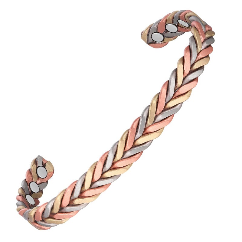 Vicmag Copper Bracelet for Women Men Magnetic Bracelet with Ultra Strength Magnets 100% Solid Pure Copper Gift (Feather) - Image 1
