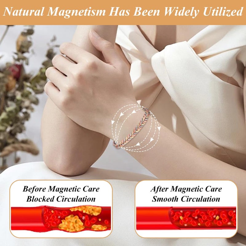 Vicmag Copper Bracelet for Women Men Magnetic Bracelet with Ultra Strength Magnets 100% Solid Pure Copper Gift (Feather) - Image 5