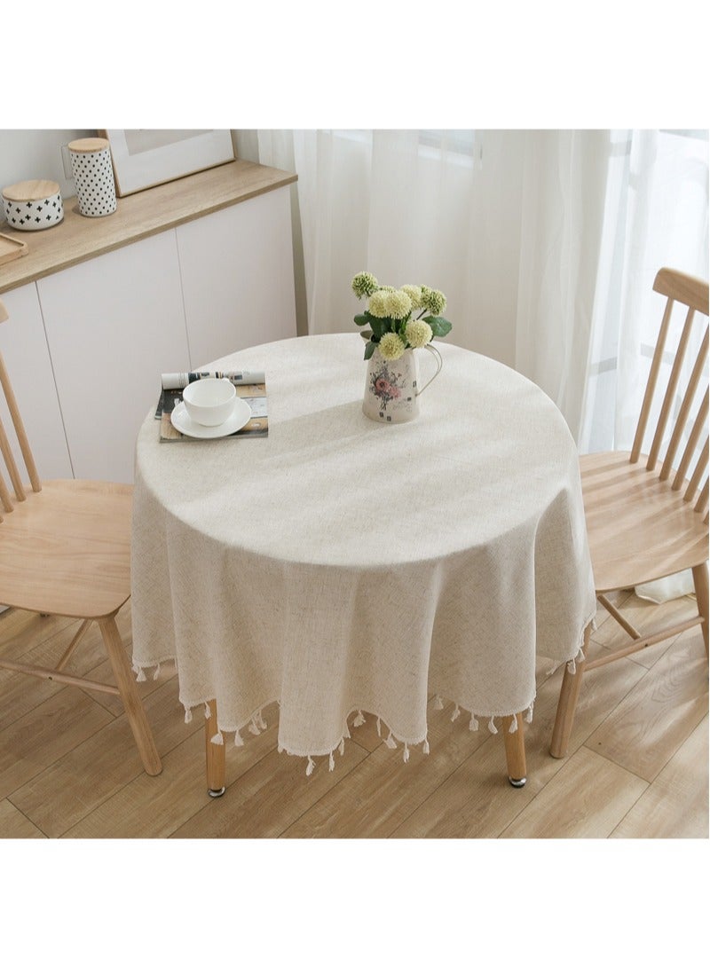 Round Table cloth Linen Fabric Table Cloth Washable Table Cover with Dust-Proof Wrinkle Resistant for Restaurant, Picnic, Indoor and Outdoor Dining150cm*150cm - Image 1